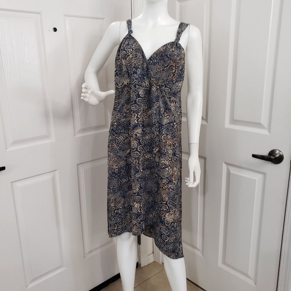 Dex Blue & Gold Boho Bohemian Dress Size Medium
